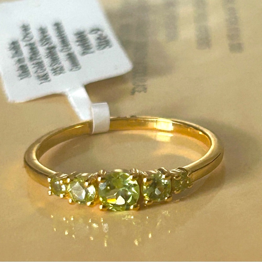 Natural Peridot 14K gold plated over sterling silver 925 size 9 ring